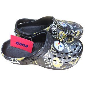 Pittsburgh Steelers FOCO Brand Black Men's Steeler’s Logo Clog Size L 11-12